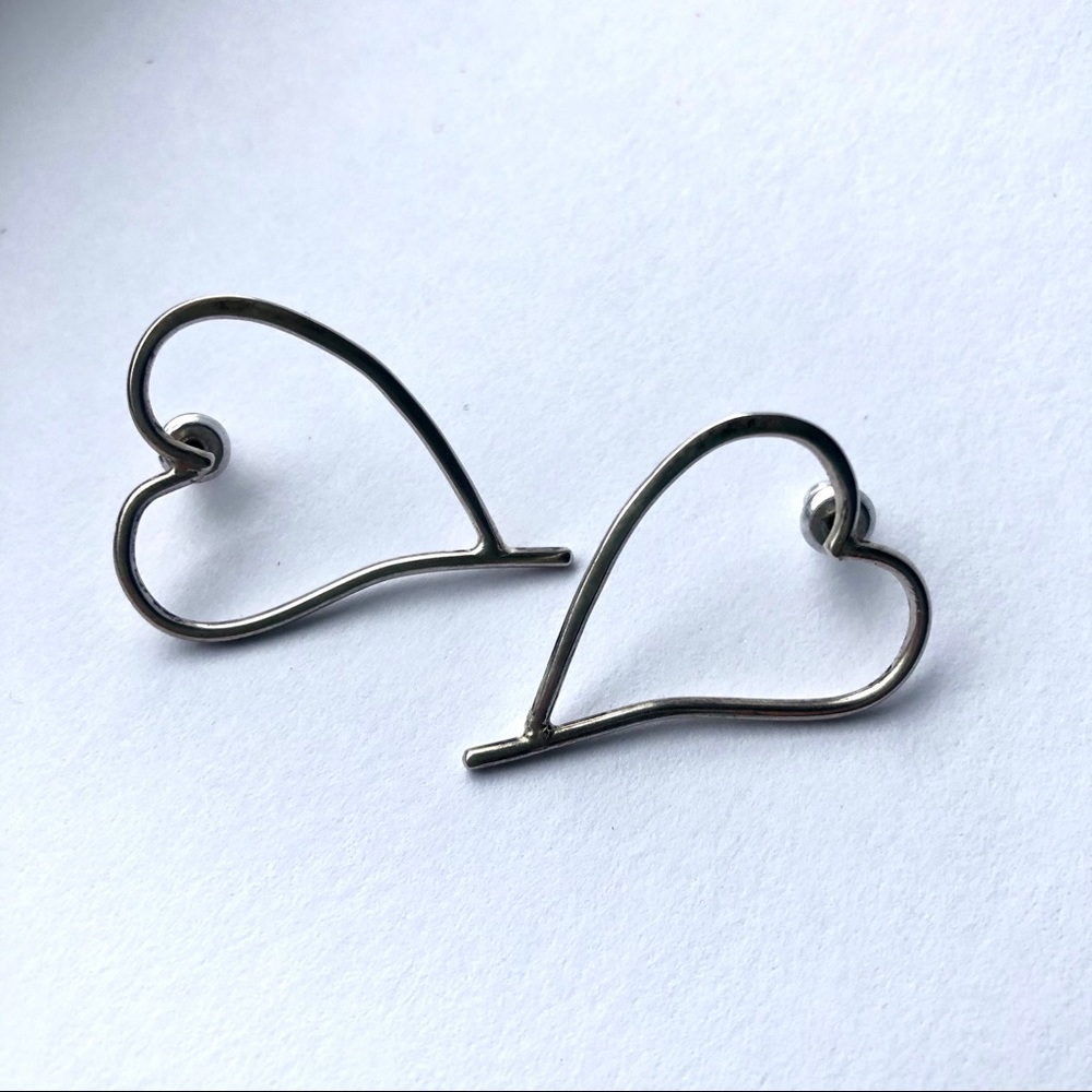 Sterling Silver Heart Shaped Handmade Earrings - Picture 5 of 5